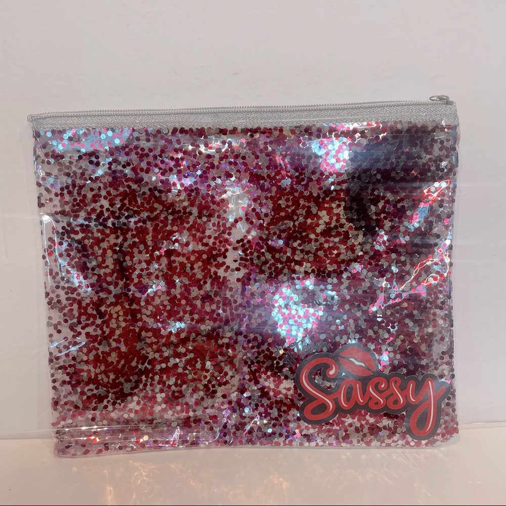 NWOT Glitter Sweet & Sassy Vinyl Clutch Bag Pink & Red